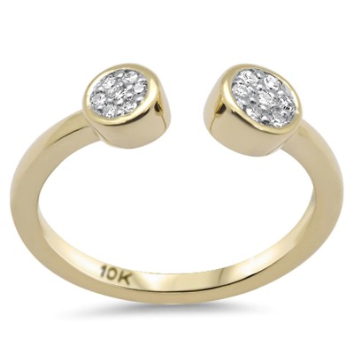 .09ct G SI 10K Yellow Gold Round Diamond Open Ring Band Size 6.5