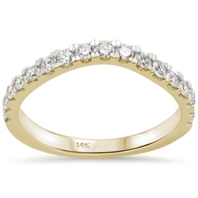 .32ct G SI 14K Yellow Gold Curved Diamond Wedding Band Size 6.5
