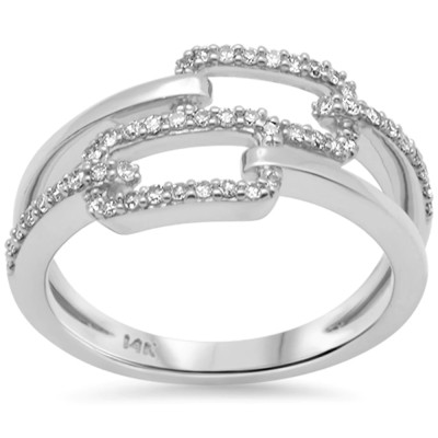 .25ct G SI 14K White Gold Diamond Paperclip Style Ring Size 6.5