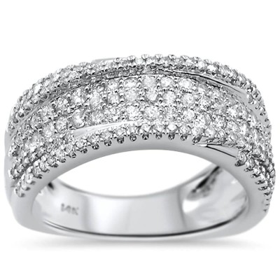 .95ct 14k White Gold Statement Band Diamond Ring Size 6.5