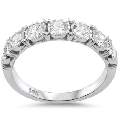 1.00ct G SI 14K White Gold Diamond 7 Stones Miracle Illusion Setting Ring Anniversary Band Size 7