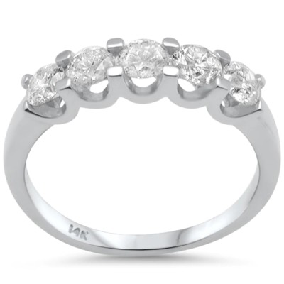 1.00ct G SI 14K White Gold Diamond 5 Stones Engagement Ring Anniversary Band Size 7