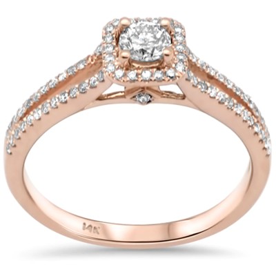 .45ct G SI 14K Rose Gold Diamond Halo Engagement Ring Size 6.5