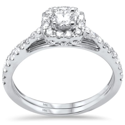 .78ct G SI 14K White Gold Diamond Halo Engagement Ring Set Size 6.5