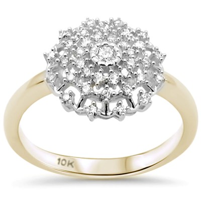 .25ct G SI 10K Yellow Gold Diamond Round Multi Row Ladies Ring Size 6.5