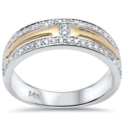 .54ct G SI 14K Two Tone Gold Diamond Men's Band Ring Size 10