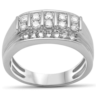 1.05ct G SI 14K White Gold Diamond Men's Band Ring Size 10