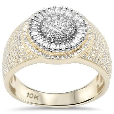 .83ct G SI 10K Yellow Gold Round & Baguette Diamond Men's Ring Band