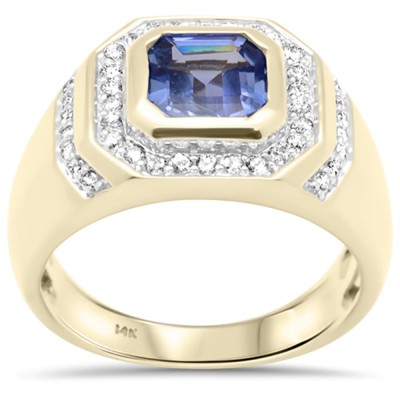 2.56ct G SI 14K Yellow Gold Natural Tanzanite Gemstone Men's Ring Band Size 10