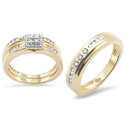 .41ct G SI 10K Yellow Gold Diamond 3pcs Wedding Trio Set