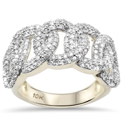 2.30ct G SI 10K Yellow Gold Cuban Men's Diamond Ring Band Size 10