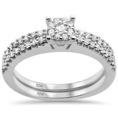 .52ct G SI 10K White Gold Diamond Engagement Ring Bridal Set Size 6.5