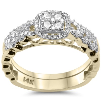 .51ct G SI 14K Yellow Gold Cuban Link Diamond Engagement Ring Bridal Set Size 6.5