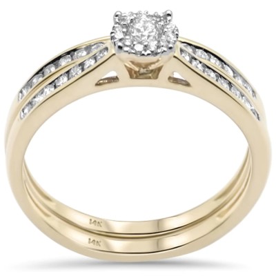 .33ct G SI 14K Yellow Gold Diamond Engagement Bridal Ring Set Size 6.5