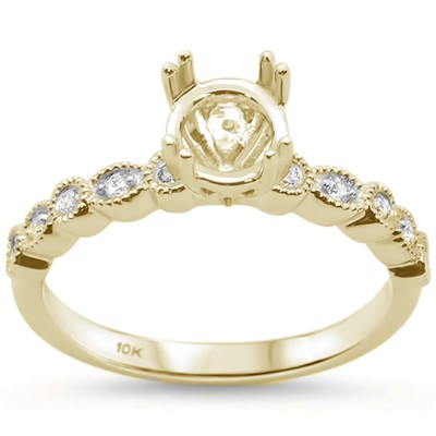.0.10cts 10k Yellow Gold Semi-Mount Diamond Ring Size 6.5