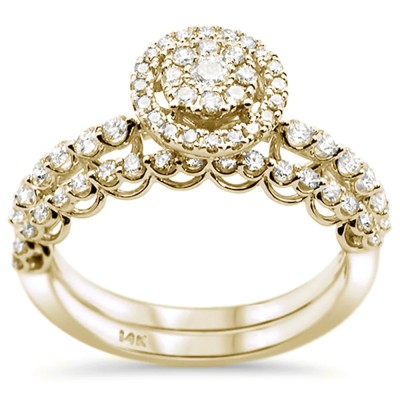 .75ct 14k Yellow Gold Round Diamond Engagement Ring Bridal Set Size 6.5