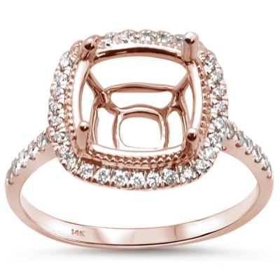 .27ct 14K Rose Gold Diamond Cushion Cut Semi Mount Ring Size 6.5