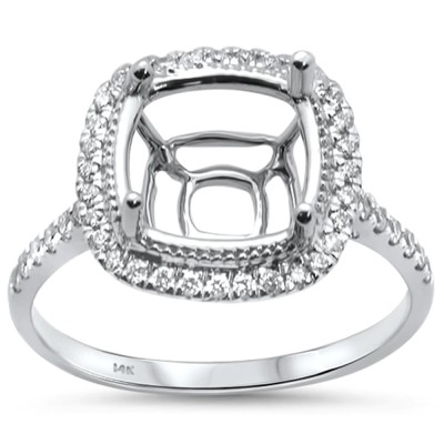 .27ct 14K White Gold Diamond Cushion Cut Diamond Semi Mount Ring Size 6.5