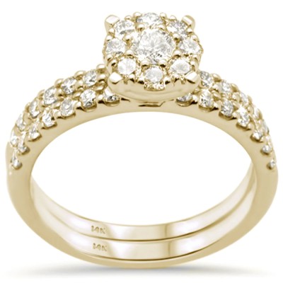 .99ct G SI 14K Yellow Gold Diamond Engagement Bridal Set Size 6.5