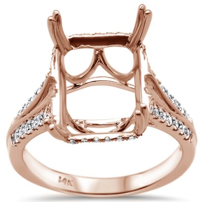 .32ct 14k Rose Gold Radiant Emerald Cut Diamond Semi Mount Ring Size 6.5