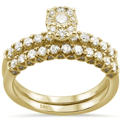 .98ct 14k Yellow Gold Diamond Engagement Ring Bridal Set Size 6.5