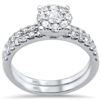 1.01ct G SI 14K White Gold Diamond Engagement Bridal Set Size 6.5