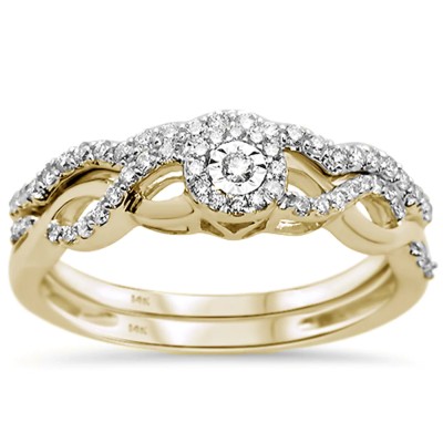 .31ct 14k Yellow Gold Diamond Infinity Band Engagement Bridal Set Size 6.5