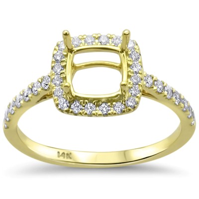 .32ct 14kt Yellow Gold Square Cushion Shape Diamond Semi-Mount Ring Size 6.5