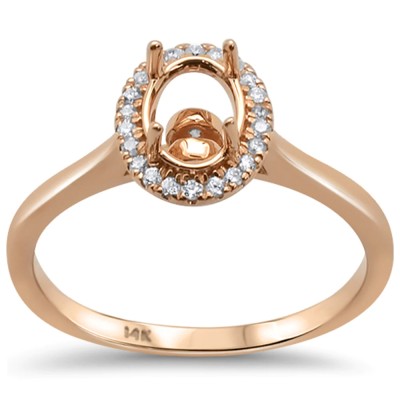.15ct 14kt Rose Gold Oval Diamond Semi-Mount Ring Size 6.5