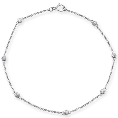 .10ct 14kt White Gold Diamond By Yard Station Bracelet 7" Long Adj