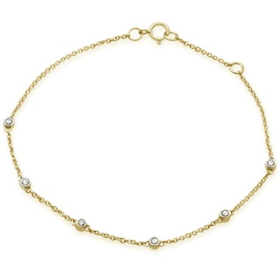 .15ct 14k Yellow Gold Diamond By Yard Station Bracelet