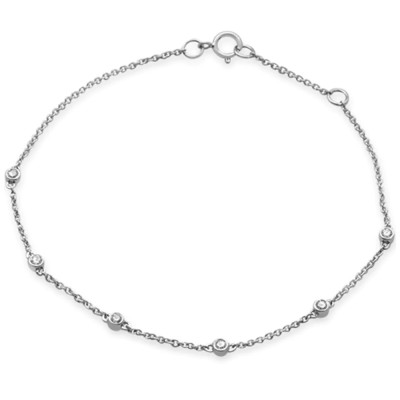 .15ct 14K White Gold Diamond By The Yard Station Bracelet