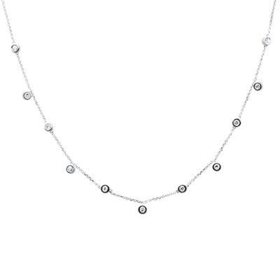 .37ct G SI 14K White Gold Diamond By The Yard Necklace 18"