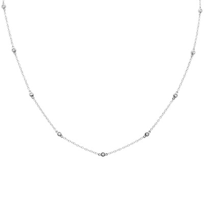 .49ct 14k White Gold Diamond By The Yard Pendant Necklace 18" Long