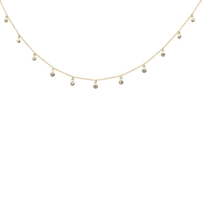 .44ct G SI 14K Yellow Gold Diamond Drop Style Diamond By The Yard Pendant Necklace 18"