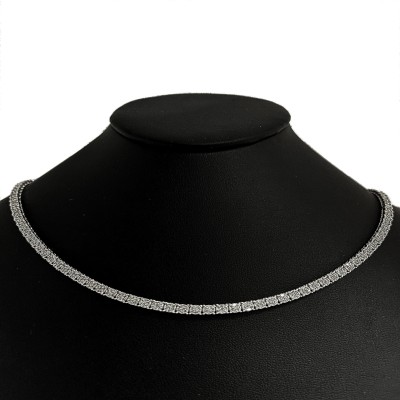 4.96ct G SI 10K White Gold Flower Diamond Tennis Necklace 22" Long