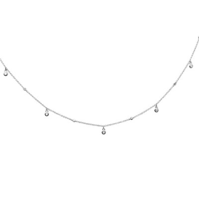 .13ct G SI 14K White Gold Diamond Drop Style Diamond By The Yard Pendant Necklace 18"