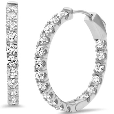 1.99ct G SI 14K White Gold Diamond Hoop Earrings