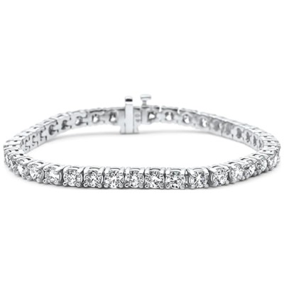 9.50ct G SI 14K White Gold Round Diamond Tennis Bracelet 7" Long