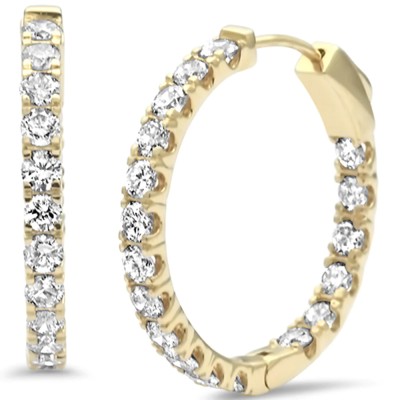 1.99ct G SI 14K Yellow Gold Diamond Hoop Earrings