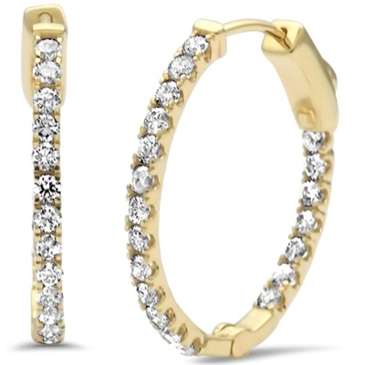 1.00ct G SI 14K Yellow Gold Diamond Hoop Earrings