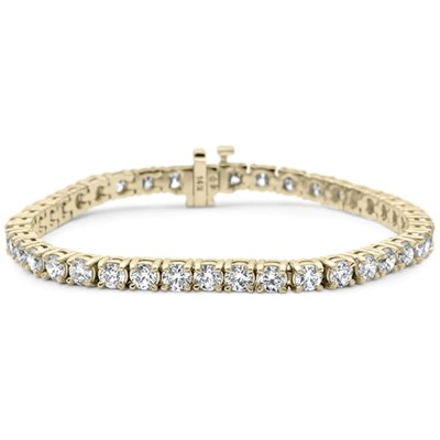 4.99ct G SI 14K Yellow Gold Round Diamond Tennis Bracelet 7" Long