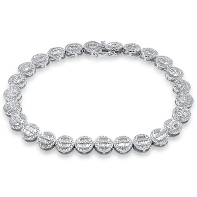 4.63ct G SI 14K White Gold Round & Baguette Diamond Tennis Bracelet