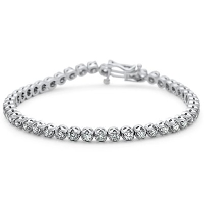 4.03ct G SI 14K White Gold Diamond Miracle Illusion Setting Tennis Bracelet 7"