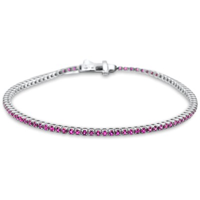 1.67ct G SI 14K White Gold Natural Ruby Tennis Bracelet 7"