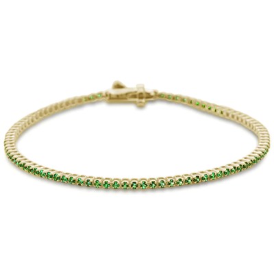 1.21ct 14K Yellow Gold Natural Emerald Tennis Bracelet 7"
