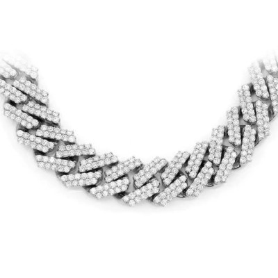 7MM 5.79ct G SI 14K White Gold Diamond Square Cuban Necklace 22"