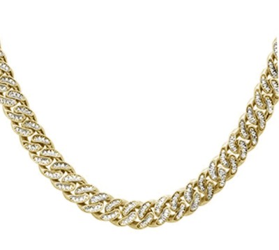 5mm 1.50ct G SI 14k Yellow Gold Diamond Round Cuban Necklace 16"