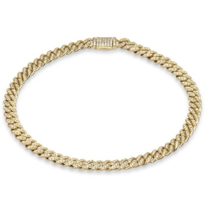 5mm .67ct G SI 14K Yellow Gold Diamond Round Cuban Bracelet 6.5"
