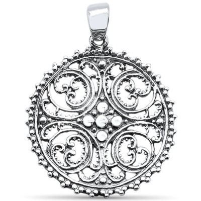 Plain Fligree Swirl Design .925 Sterling Silver Pendant